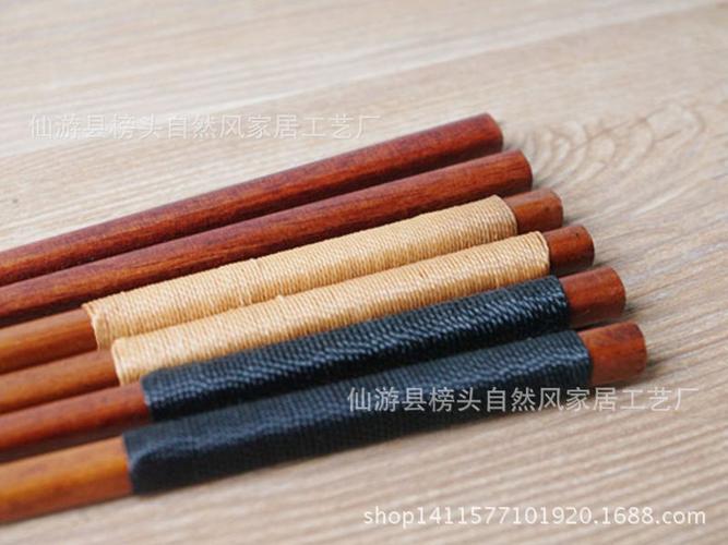工厂低价直销天然铁刀木日式绑线筷子家用实木筷子家居用品餐具